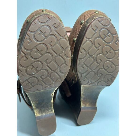 UGG Australia Women's Size 7 Brown Lizard Embossed Leather Ankle Boots See Note - Picture 15 of 16